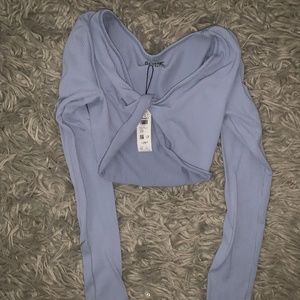 garage violet twisty long sleeve crop top XS